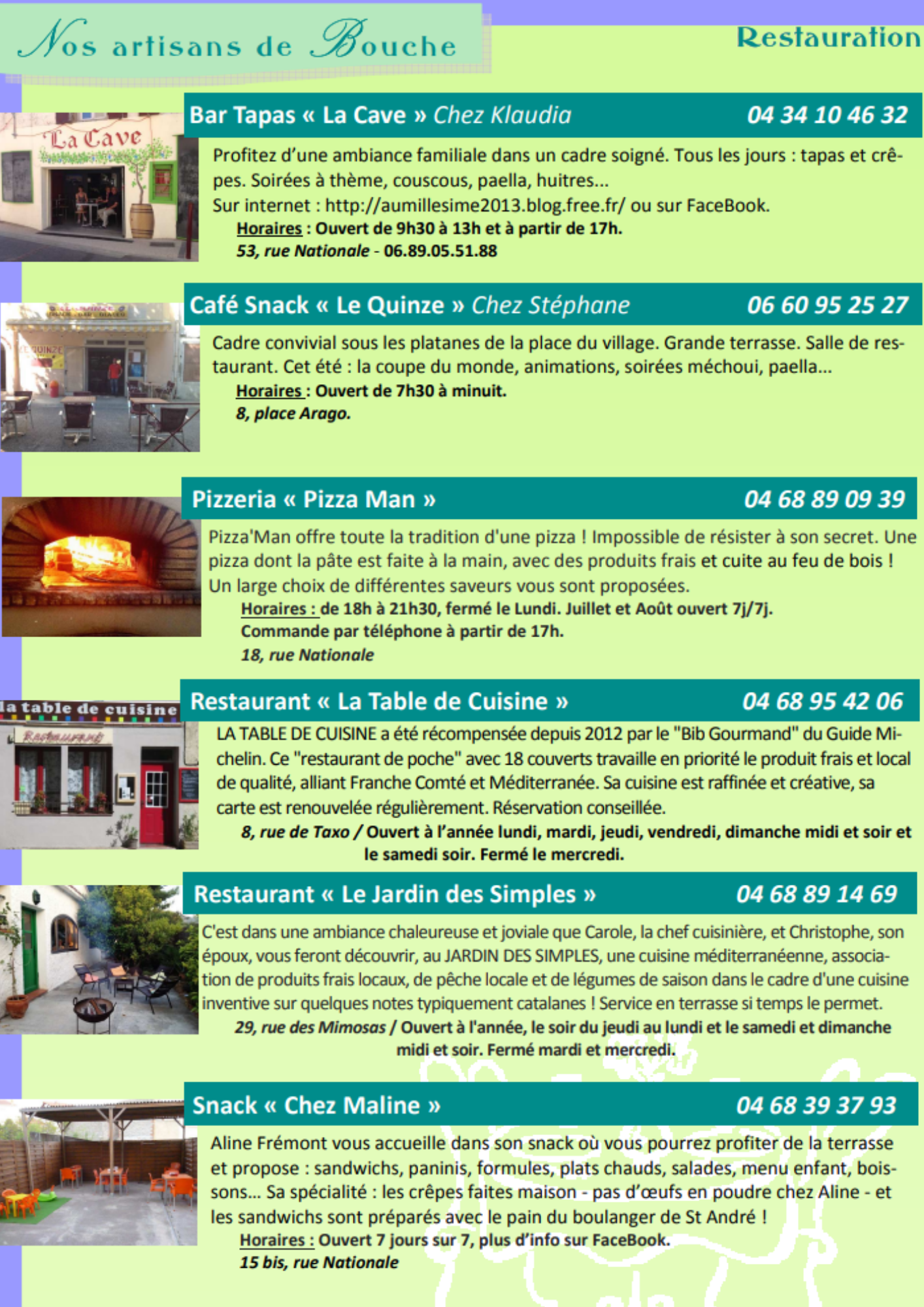Supplément commerces de bouche 2015