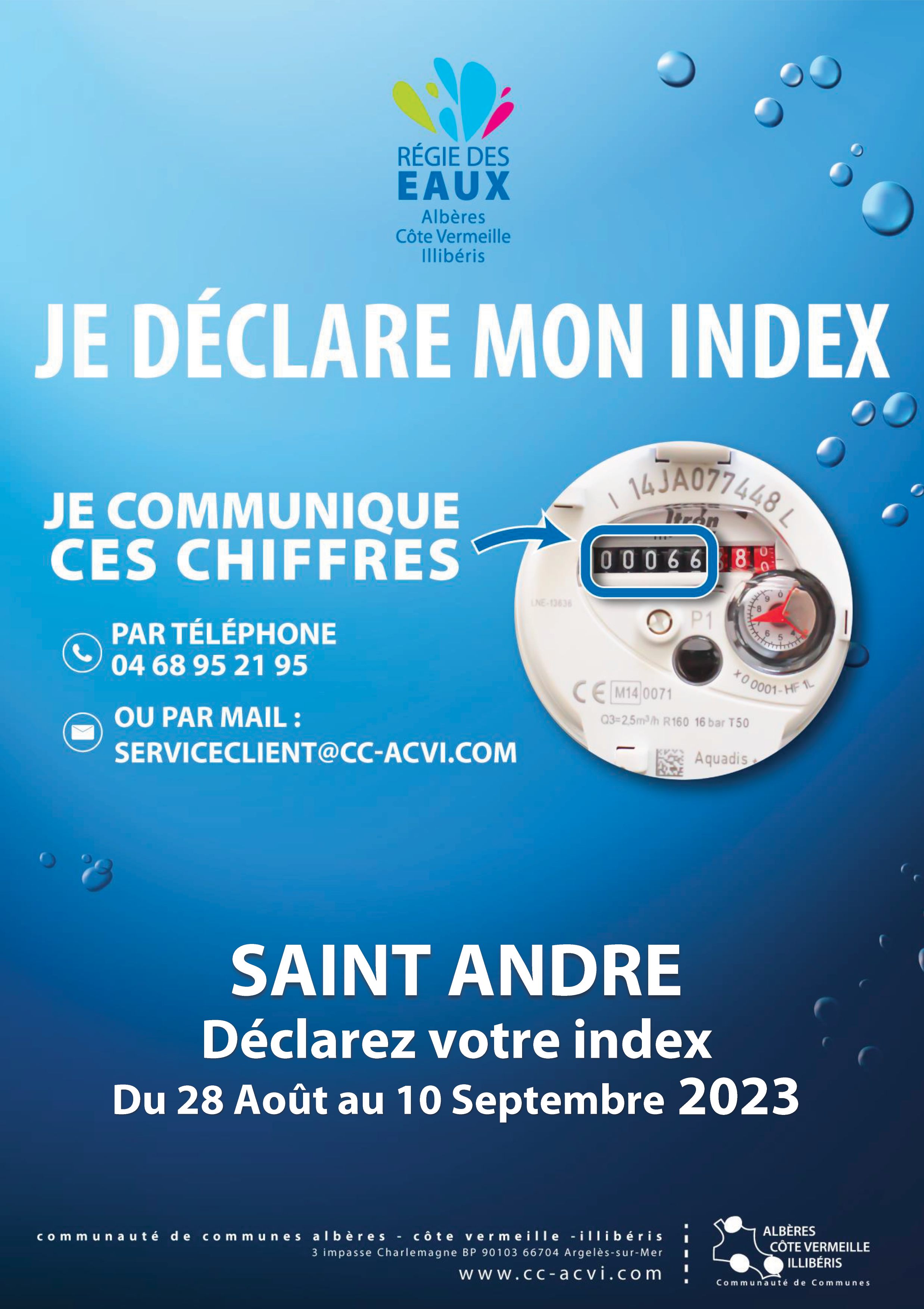 Déclaration index de consommation d'eau