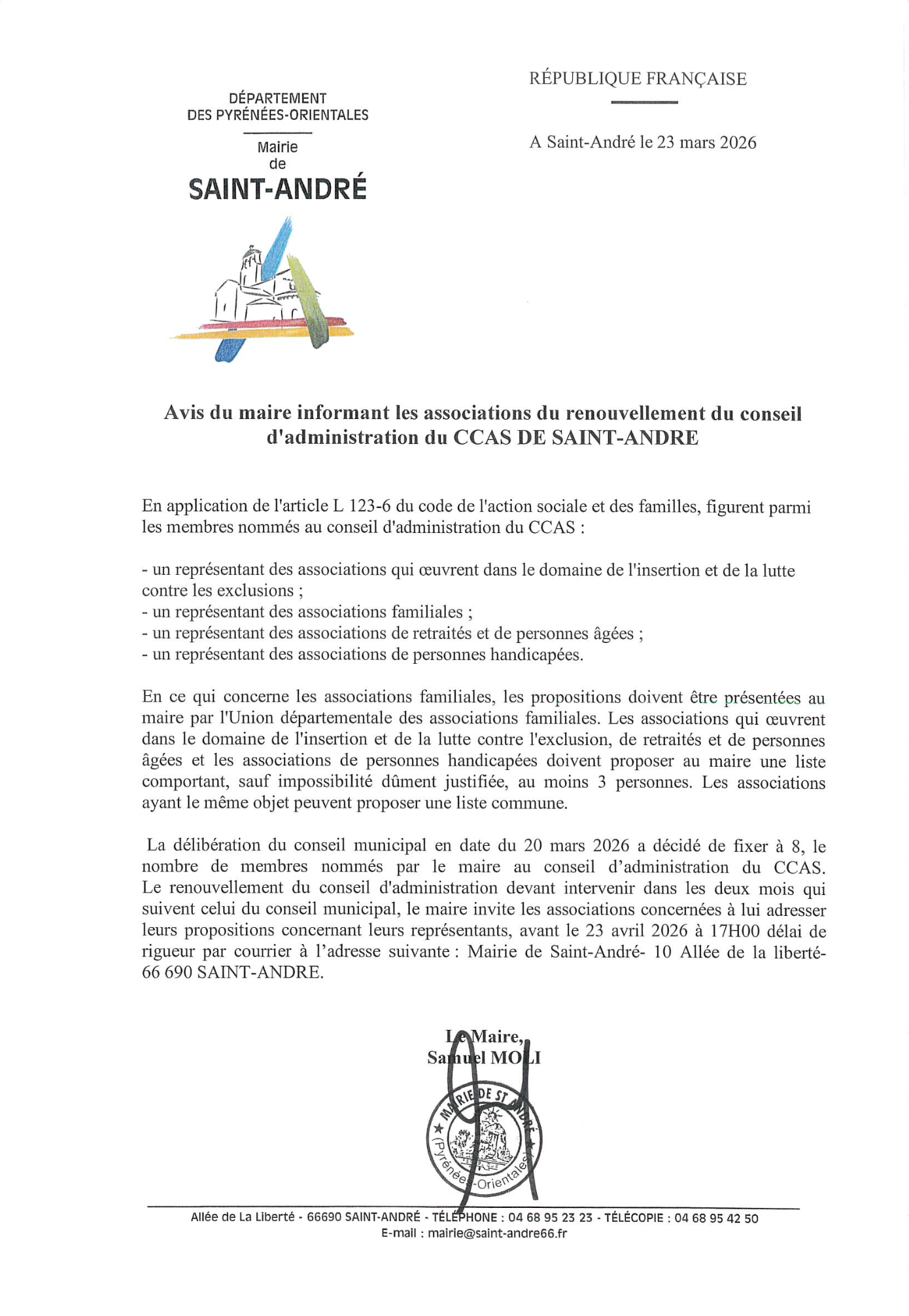 Renouvellement du conseil d'administration du CCAS